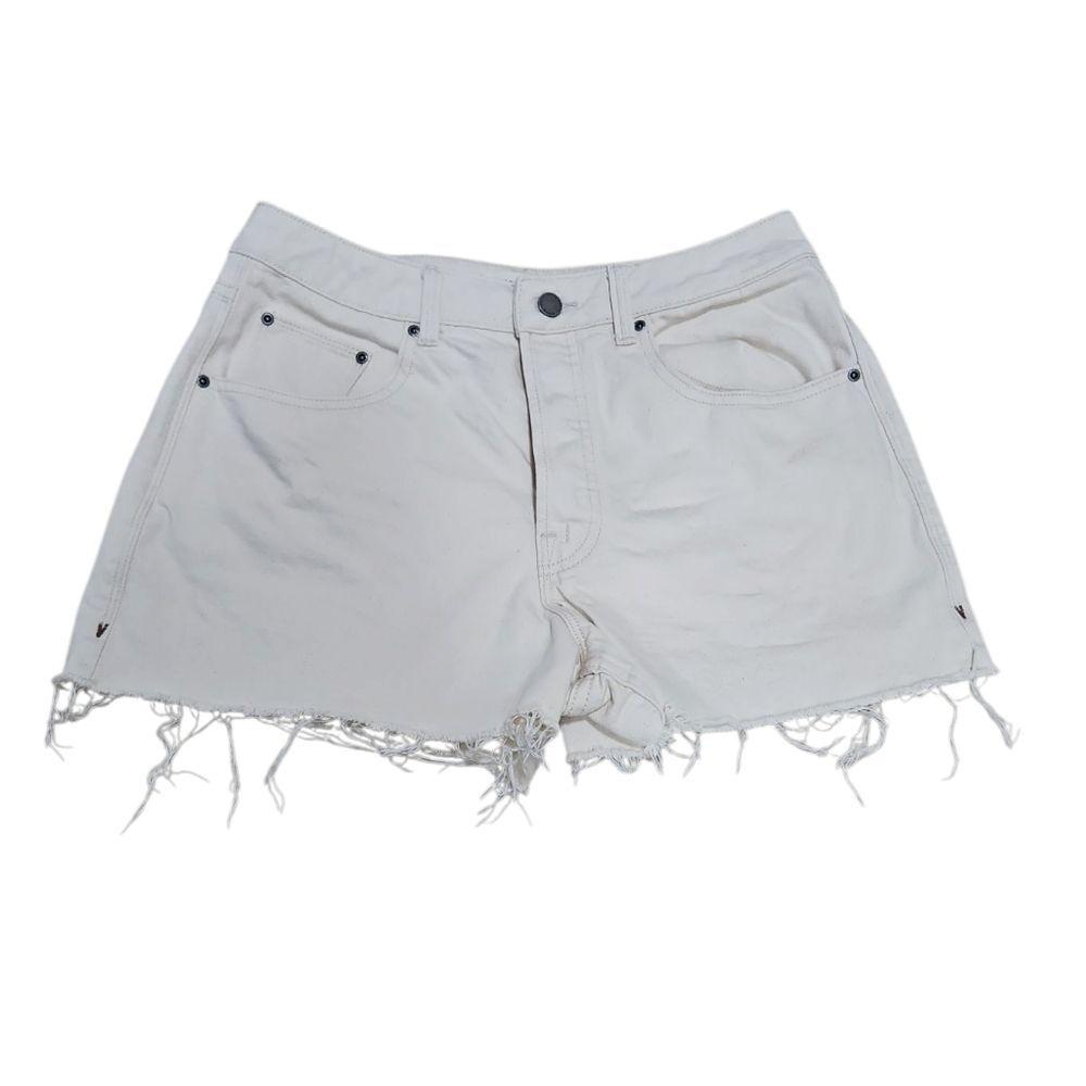 Basin + Range Women’s Cream High Rise Distressed Denim Shorts Size 29 - Picture 2 of 10
